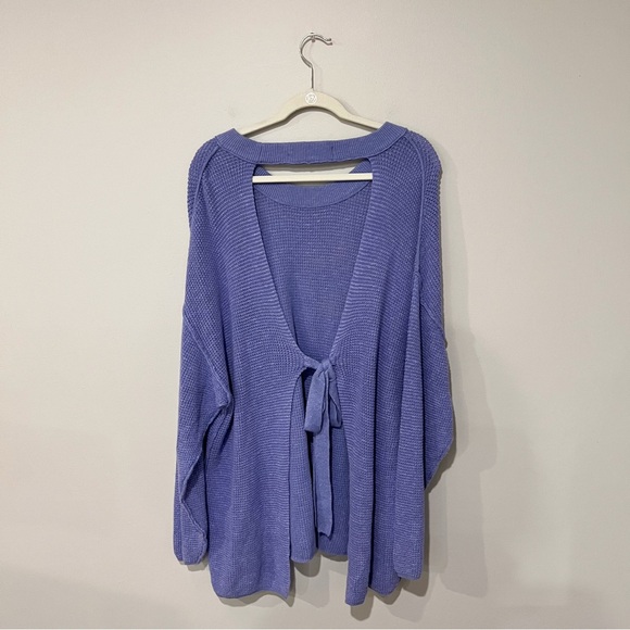 Free People Beach Purple Tie Back Sweater - Picture 5 of 6